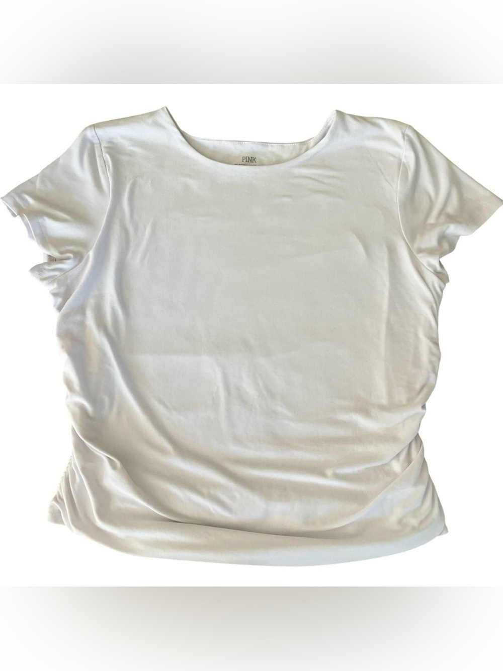 Pink Republic Side Ruched Tee White Short Sleeve T-Shirt Juniors XL